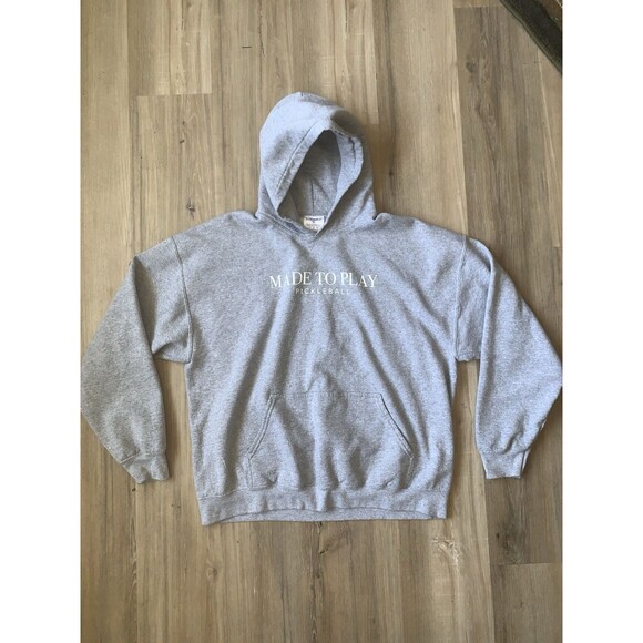 Other - Made To Play Pickleball Gray Fleece Pullover XL Hoodie Kangaroo Pockets EUC